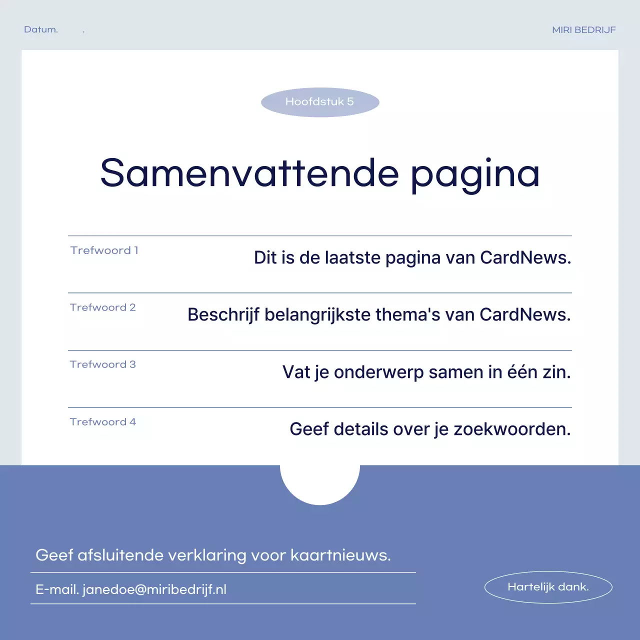 Eenvoudige zakelijke post in blauw