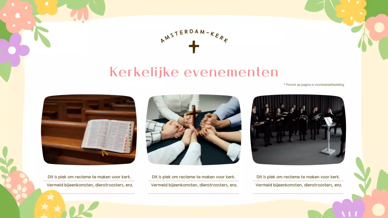 Een schattige paasdienstgids in geel en roze