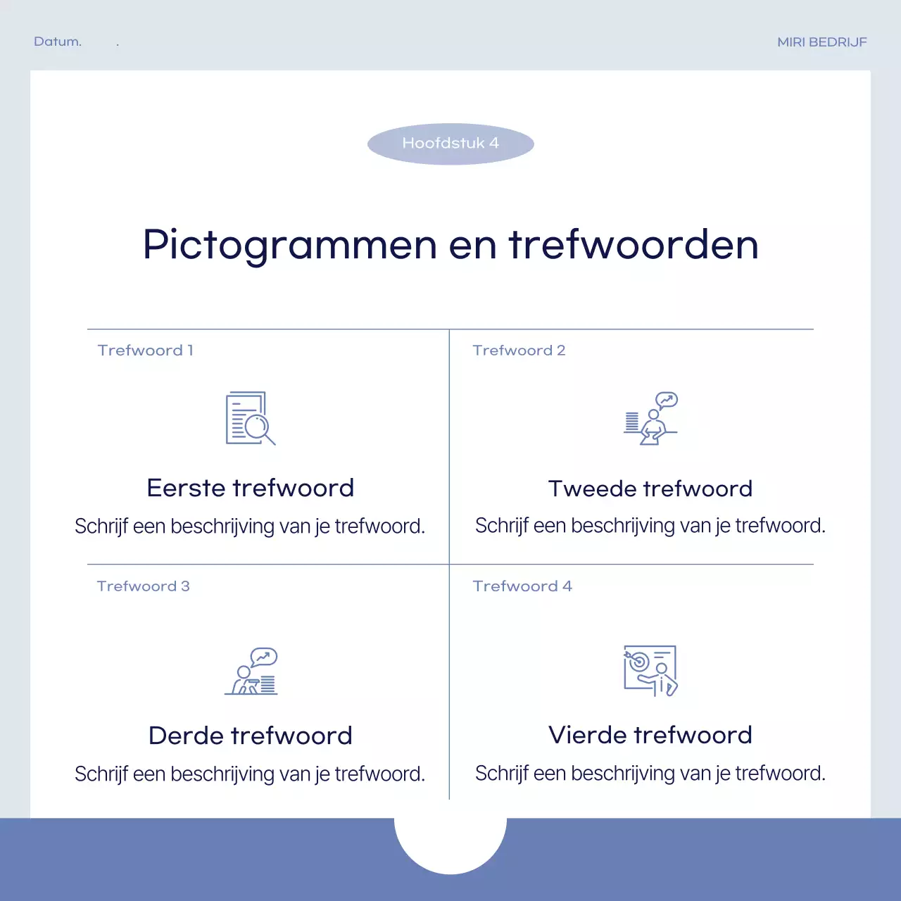 Eenvoudige zakelijke post in blauw