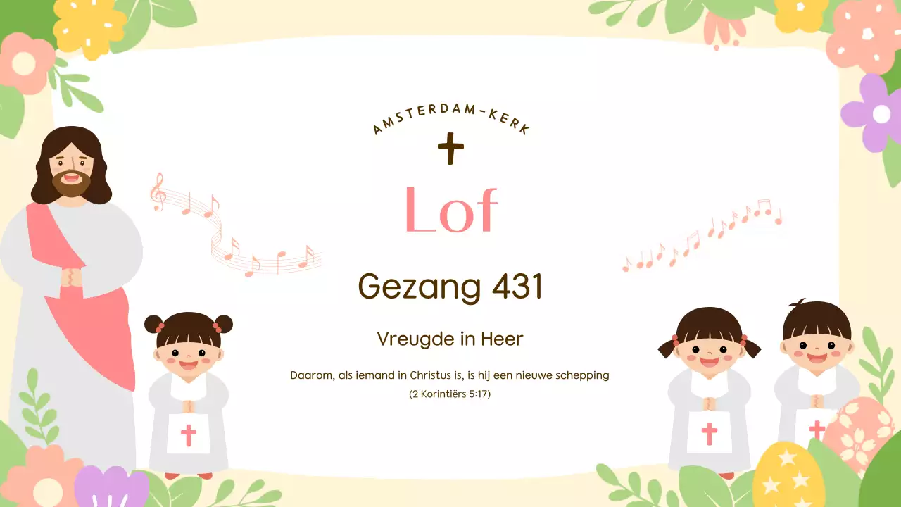 Een schattige paasdienstgids in geel en roze