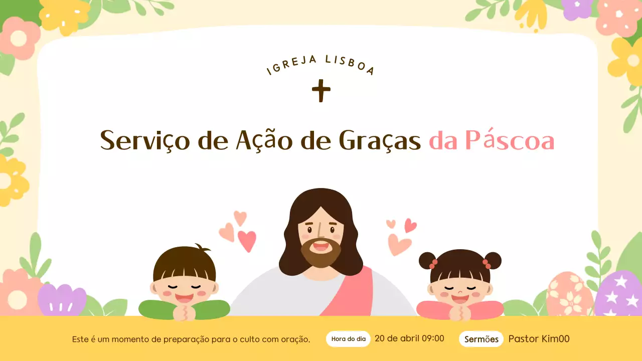 Um lindo guia de serviço de Páscoa em amarelo e rosa