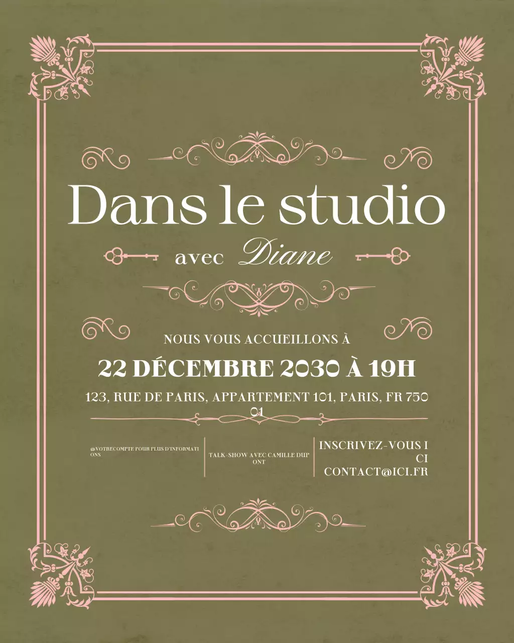 invitation à un talk-show vintage sage