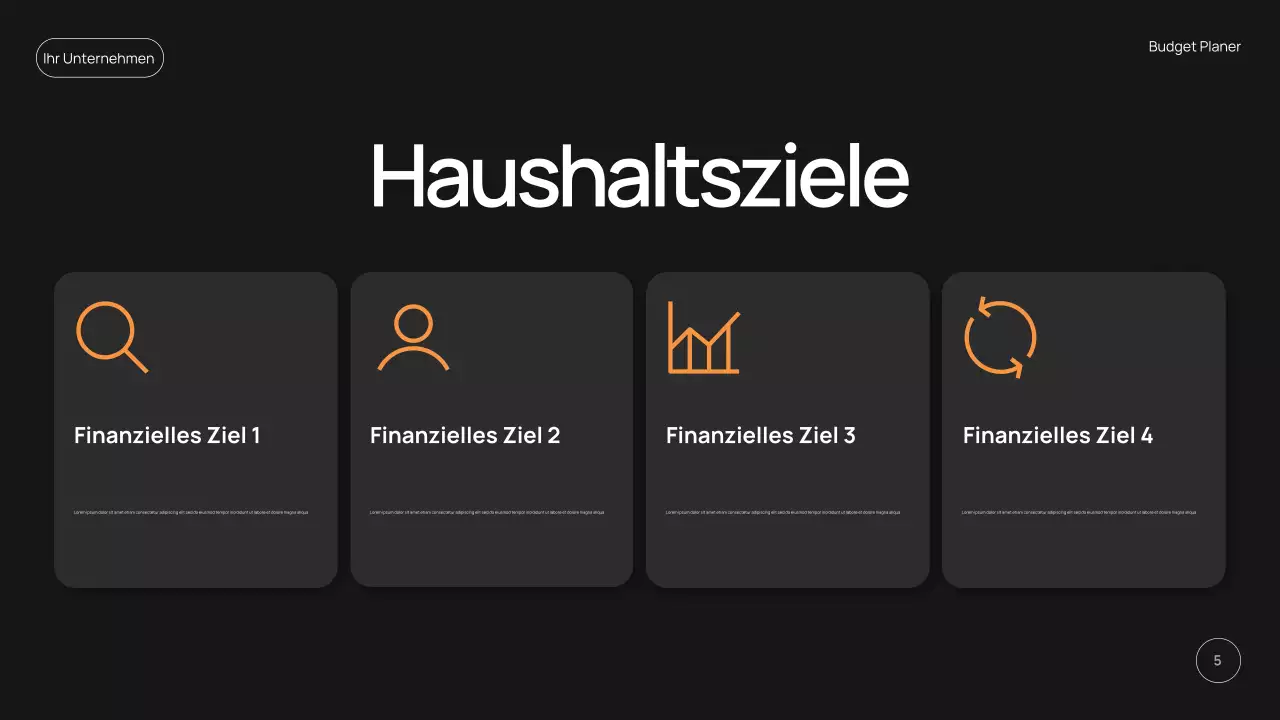 schwarze moderne Budgetplaner-Aktion