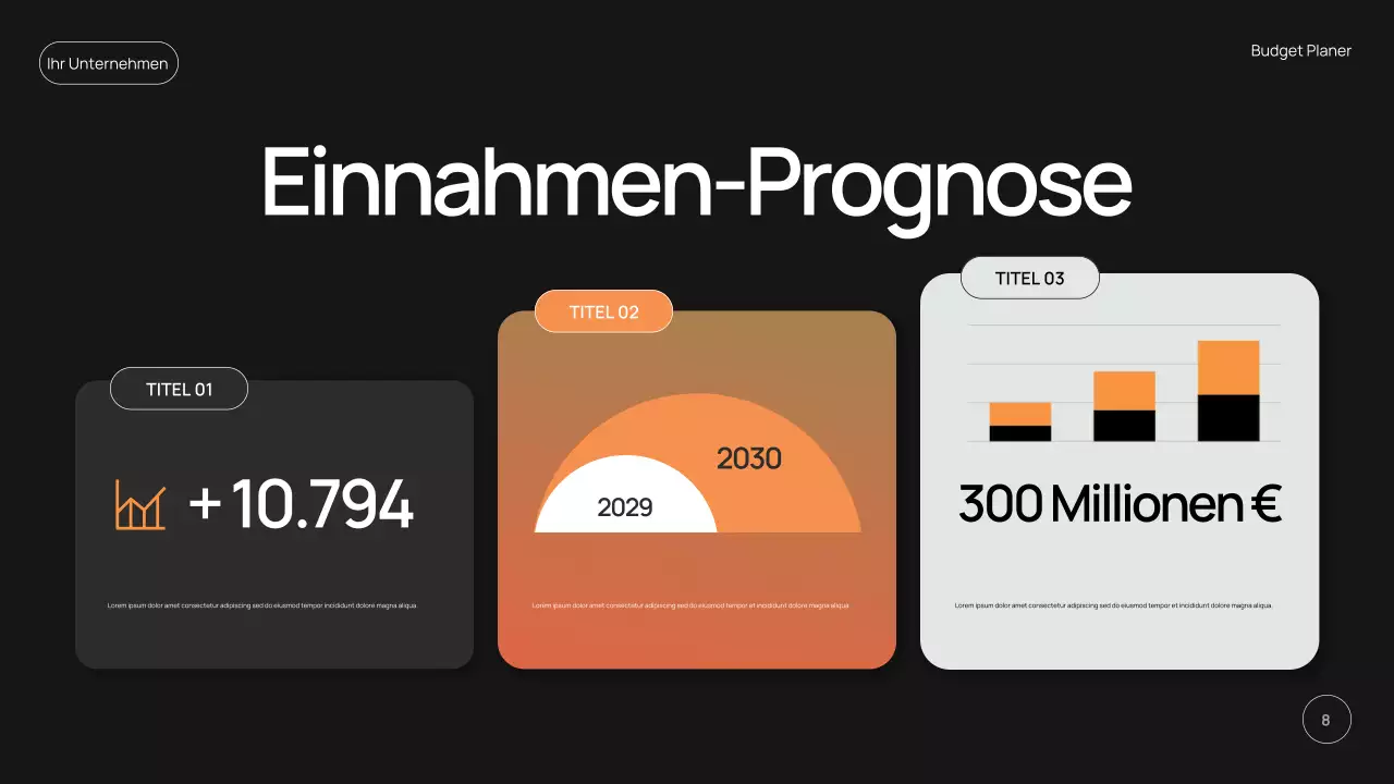 schwarze moderne Budgetplaner-Aktion