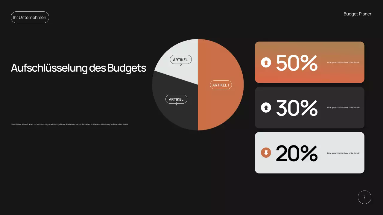 schwarze moderne Budgetplaner-Aktion
