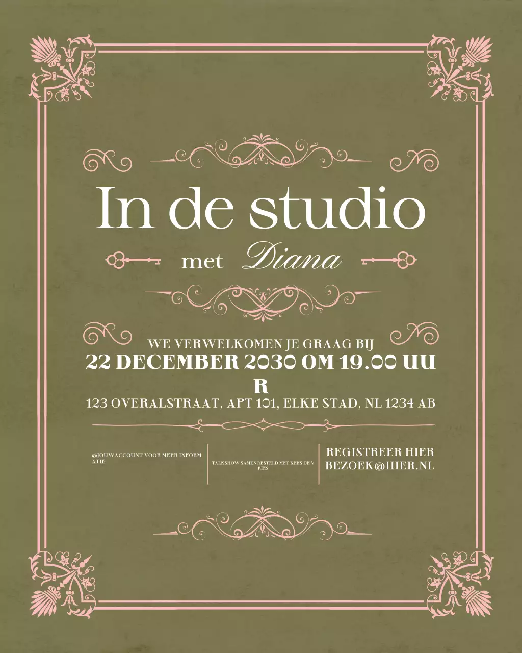 uitnodiging voor een talkshow met salie vintage