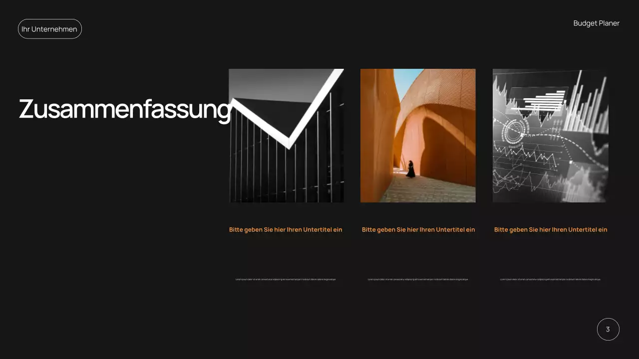 schwarze moderne Budgetplaner-Aktion