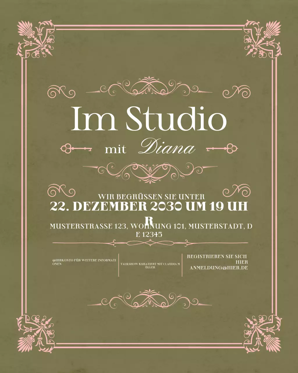 Salbei Vintage Talkshow Einladung