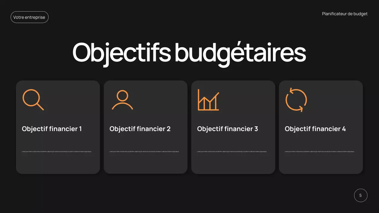 promotion du planificateur budgétaire moderne noir