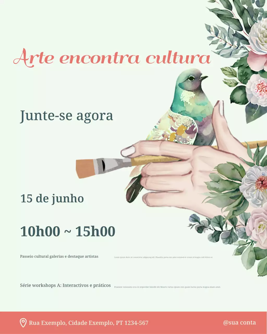 anúncio do evento de arte estética mint