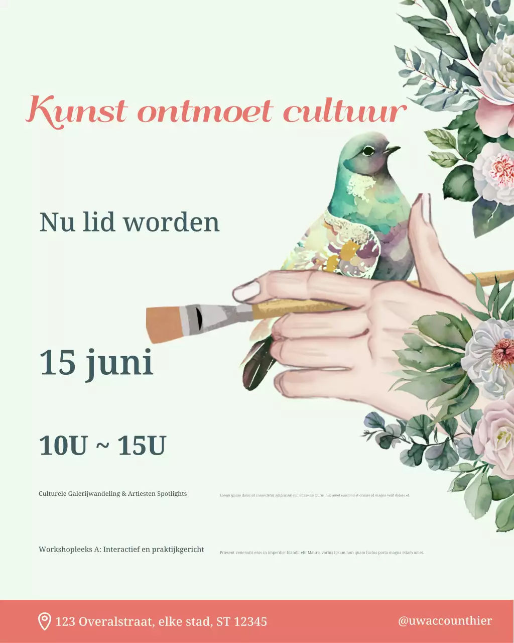 aankondiging van een evenement met esthetische kunst