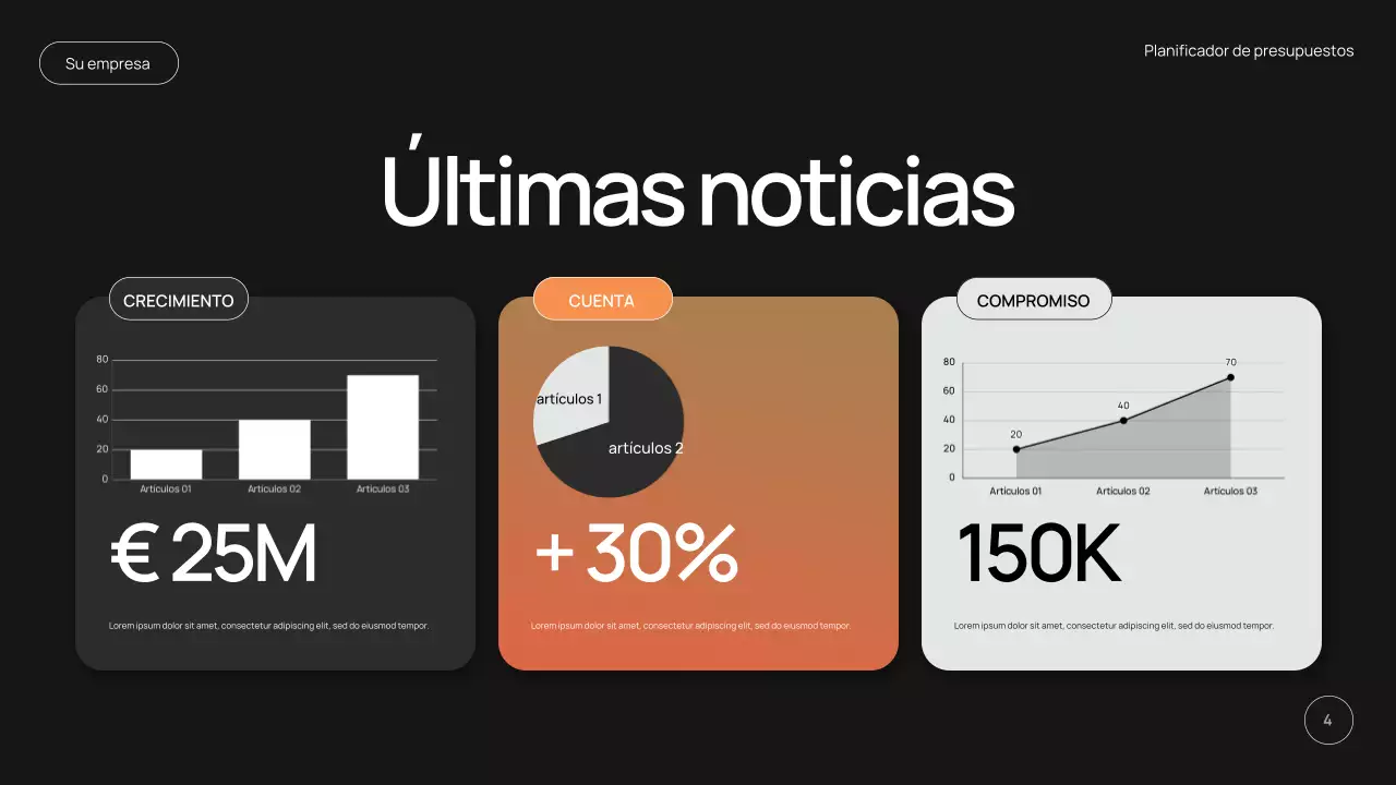 Promoción de planificador de presupuesto moderno negro