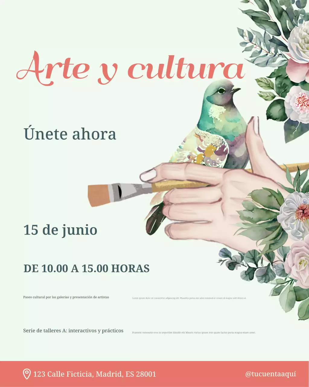 Anuncio de evento de arte estético de menta
