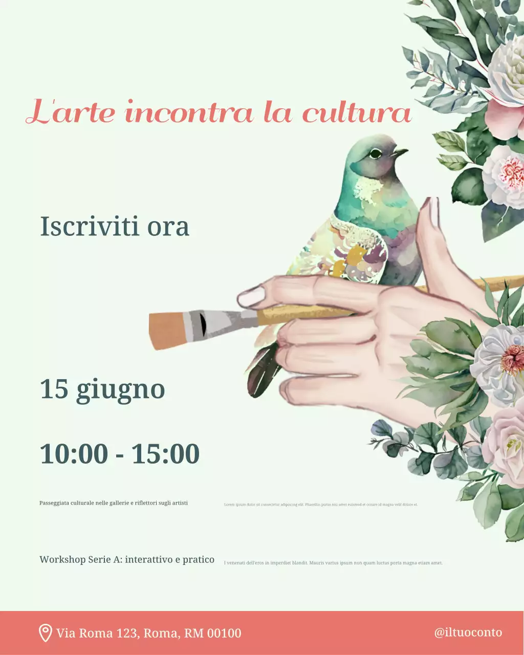annuncio dell'evento di arte estetica della menta