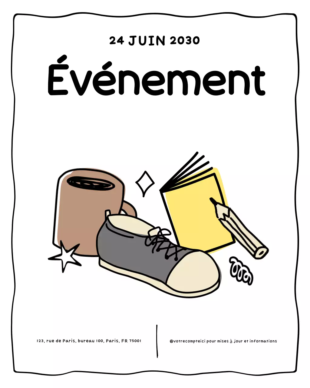 annonce d'événement dessinée à la main en beige