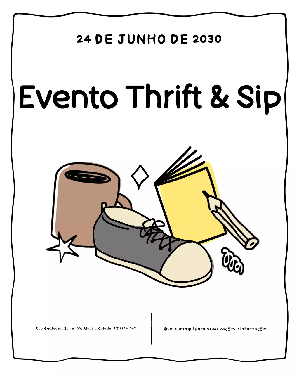 anúncio de evento desenhado à mão bege