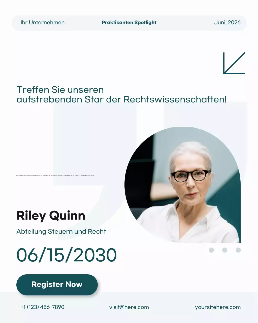 blaugrüne moderne Praktikumsankündigung