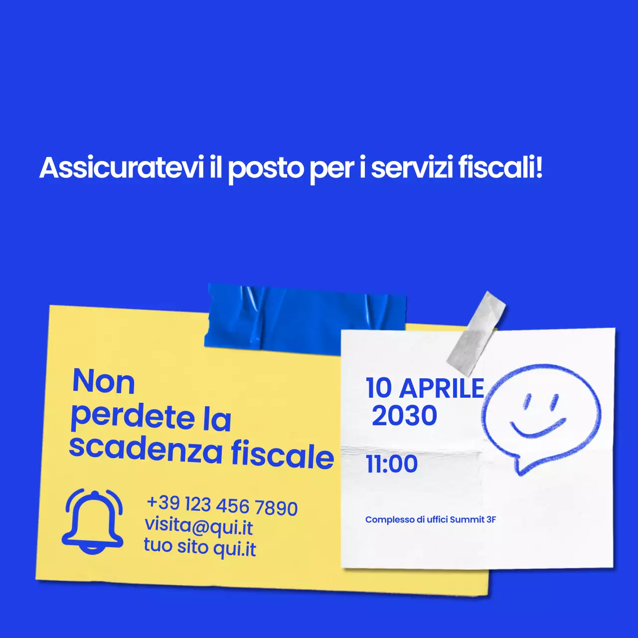 annuncio fiscale moderno blu
