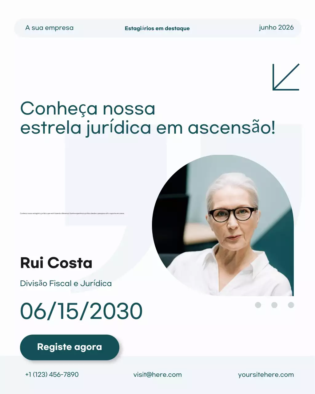 anúncio de estágio moderno azul-petróleo