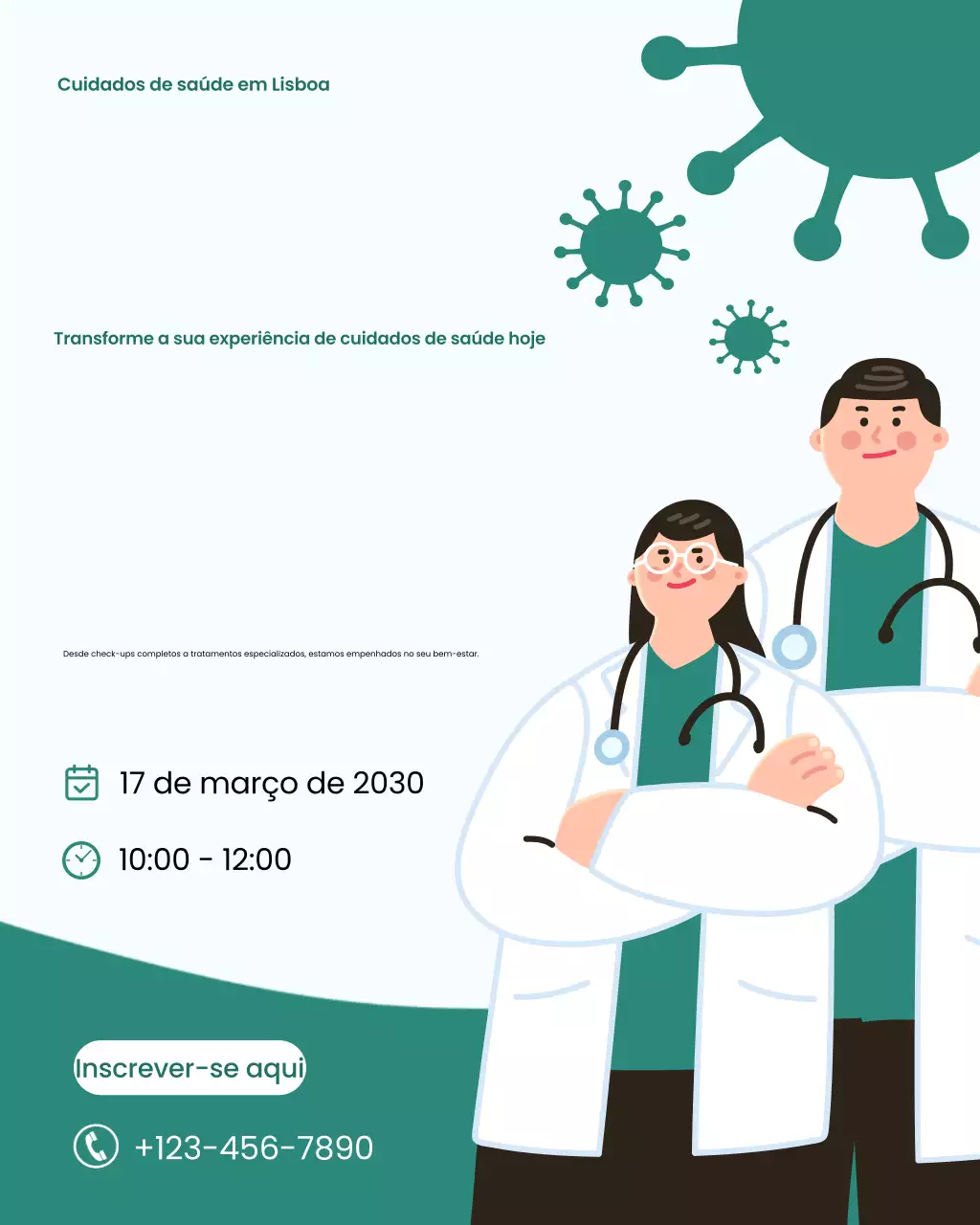 anúncio de assistência médica moderna azul-petróleo