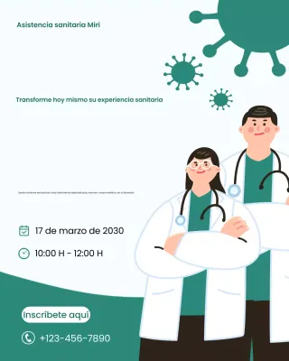 Anuncio de atención médica moderna en verde azulado