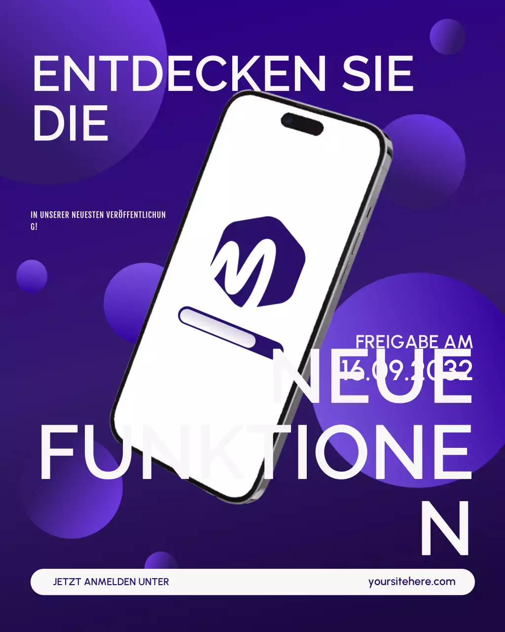 Ankündigung von Service-Updates in Lila und Weiß auf Instagram