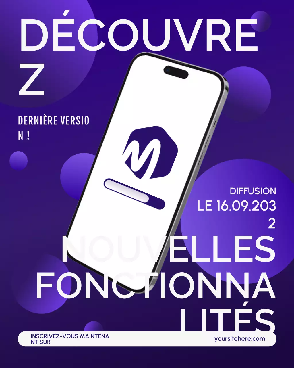 Publication Instagram : Annonce des mises à jour du service Purple and White