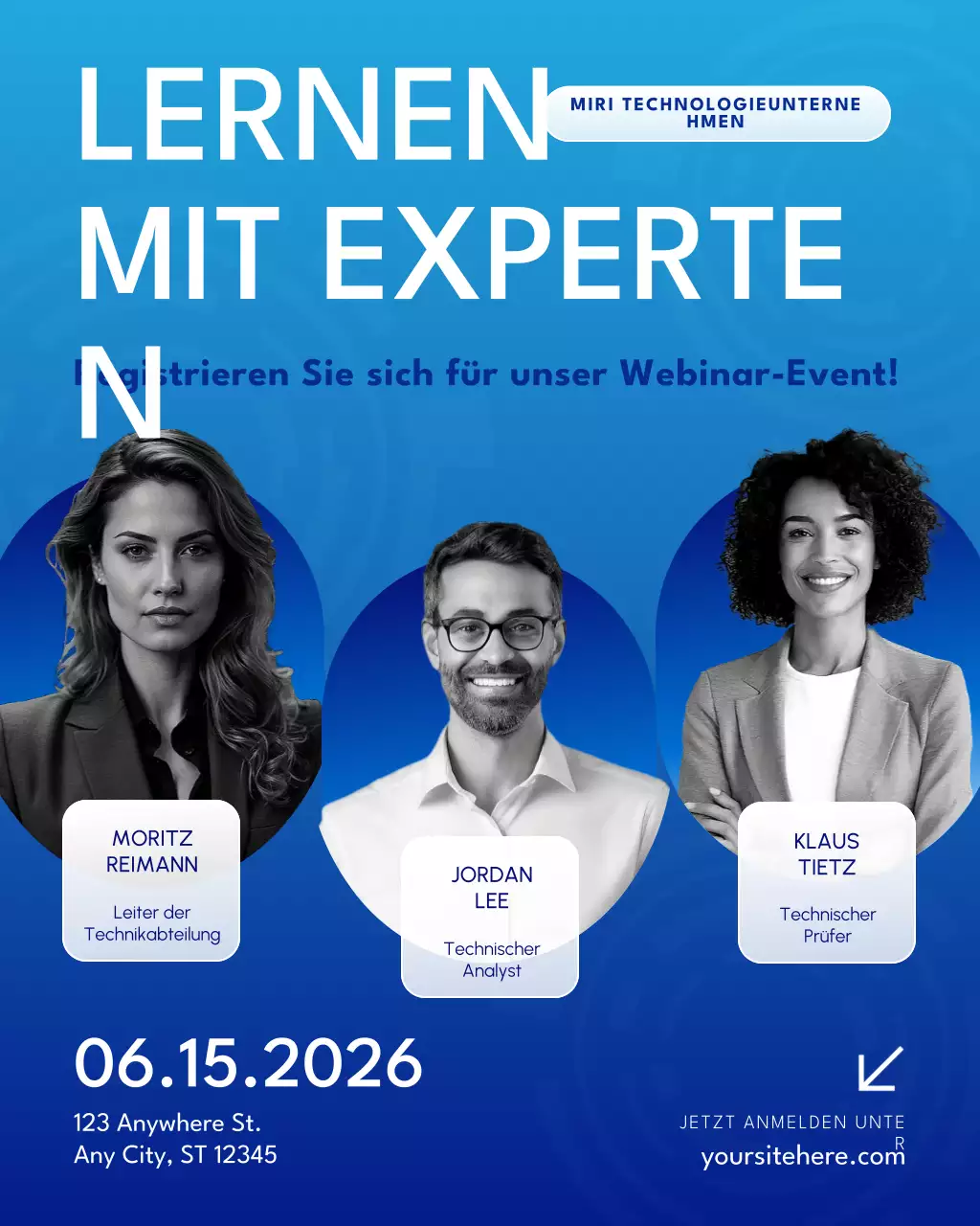 Instagram-Beitrag zum Webinar-Event von Blue and White Tech