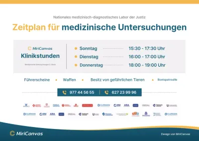 Blau-gelbes Poster zum Thema „Professioneller medizinischer Zeitplan“