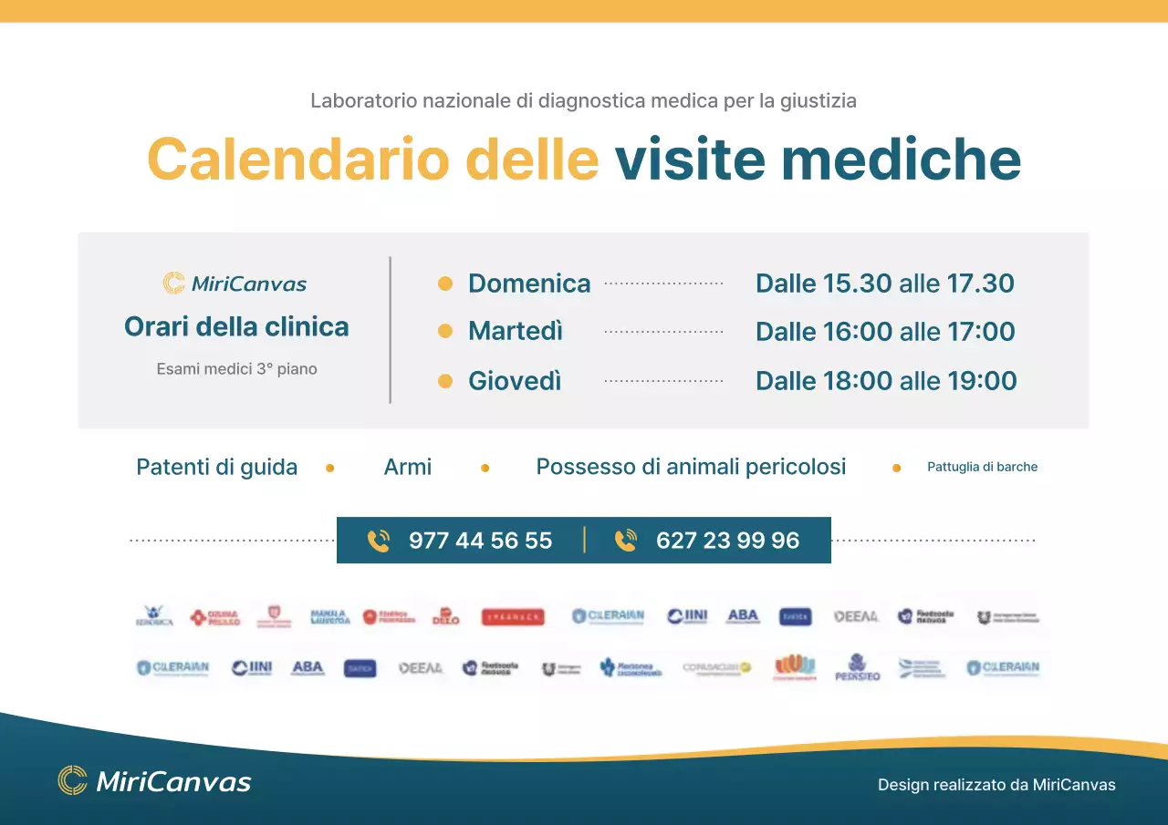 Poster del programma medico professionale blu e giallo