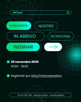 annuncio del webinar sulla tecnologia e la scienza moderna in teal post instagram