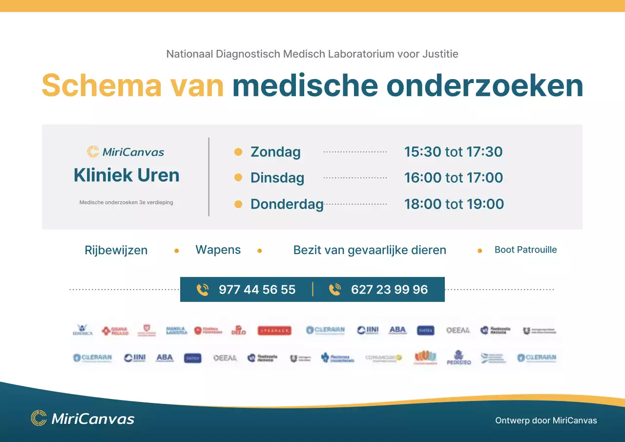 Blauw-gele professionele medische schemaposter