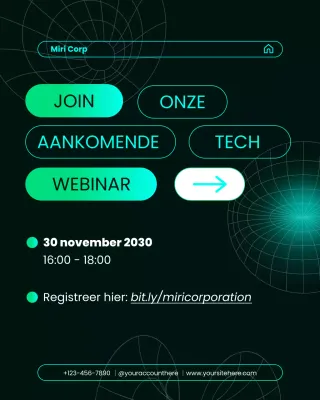 Teal moderne technologie en wetenschap webinar aankondiging Instagram-bericht
