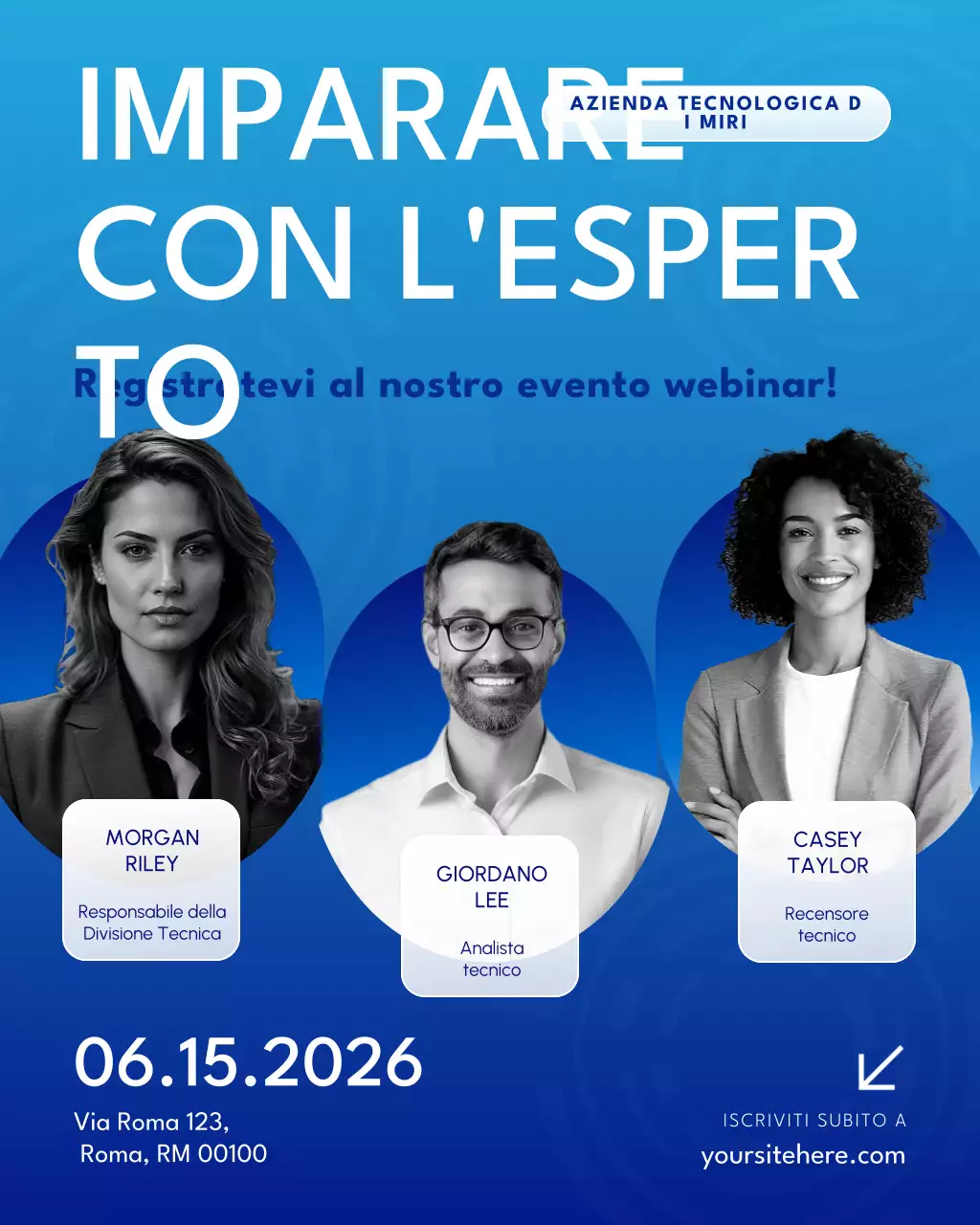 Post Instagram dell'evento webinar Blue and White Tech