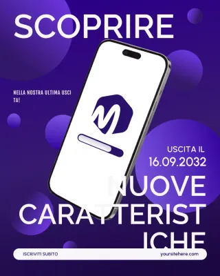 Annuncio degli aggiornamenti del servizio viola e bianco Post Instagram