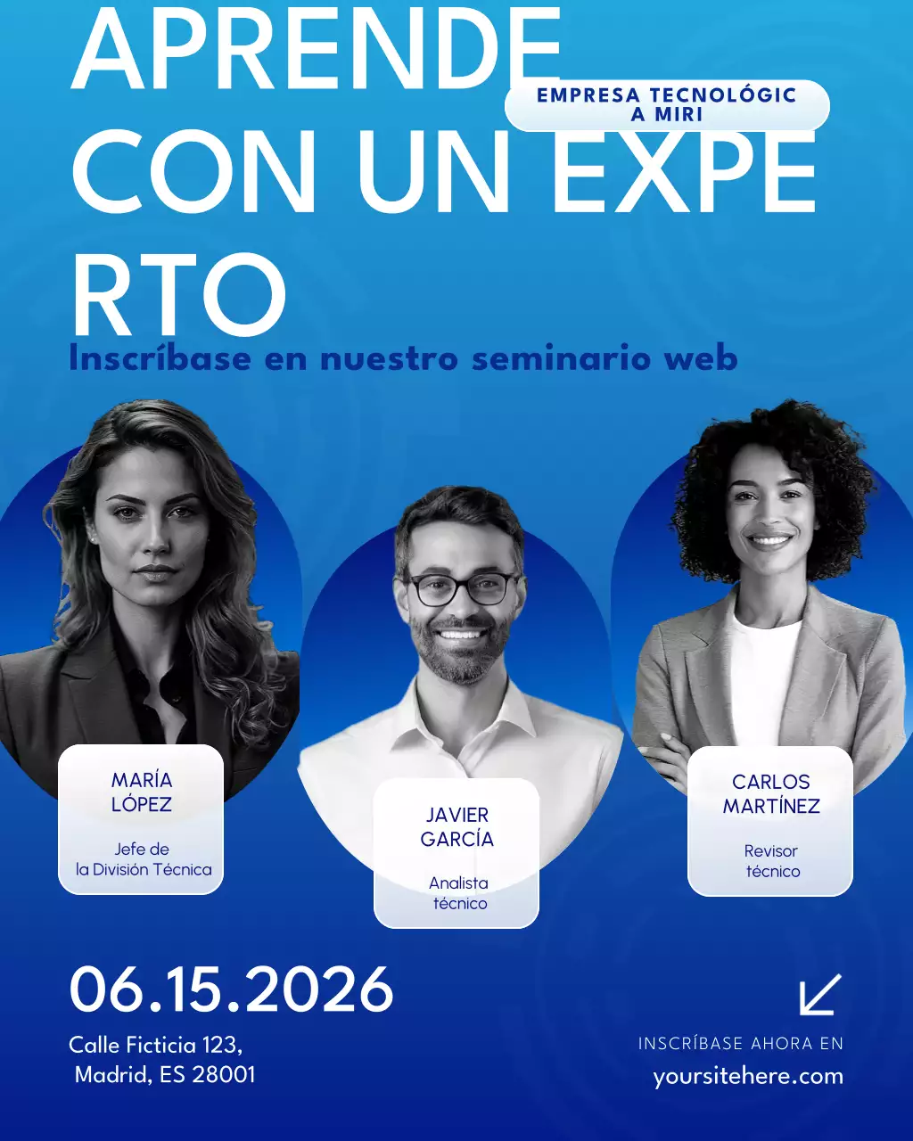 Publicación de Instagram del evento del seminario web Blue and White Tech