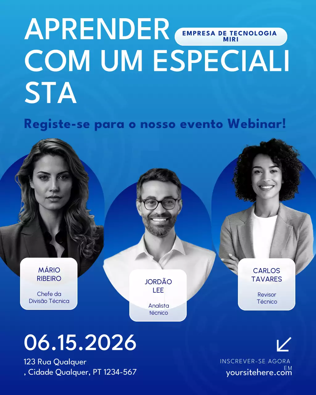 Postagem do Instagram do evento do webinar Blue and White Tech