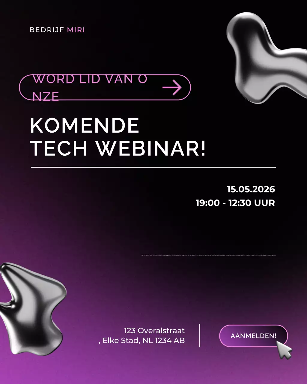 paarse moderne tech uitnodiging