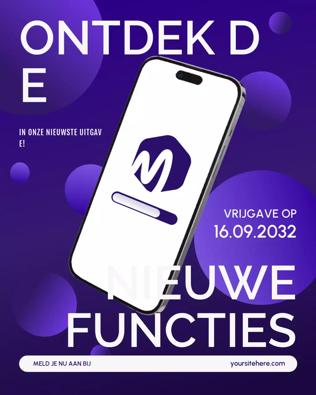 Paarse en witte service-updates aankondiging Instagram-bericht