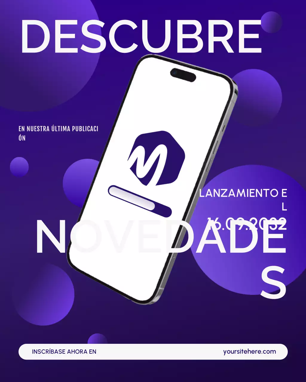 Publicación de Instagram del anuncio de actualizaciones del servicio en morado y blanco