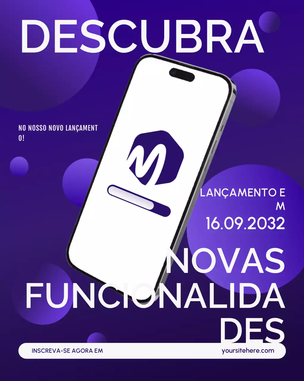 Anúncio de atualizações de serviço roxo e branco no Instagram