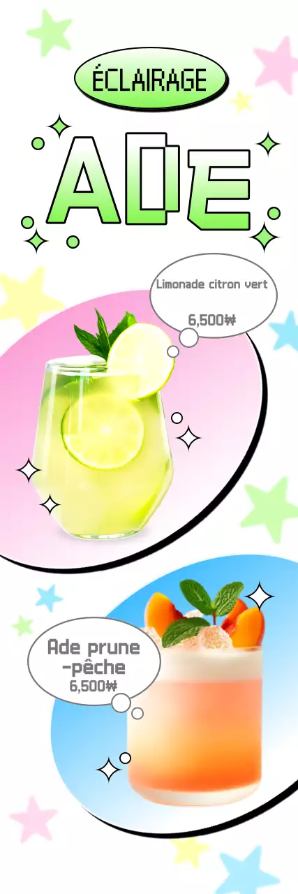 Promotion du menu Green Pop Aid