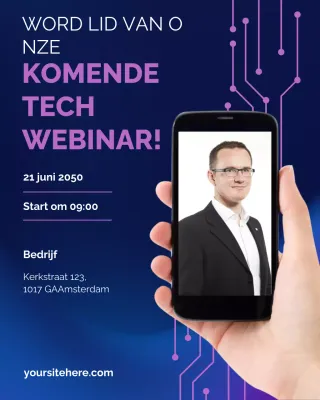 aankondiging van blauwe moderne technologiewebinar