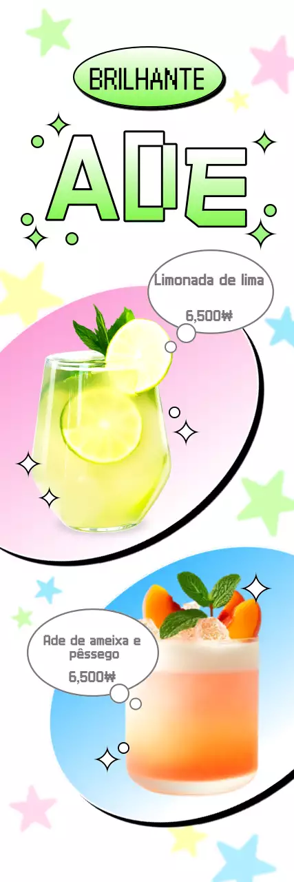 Promoção do menu Pop Aid verde