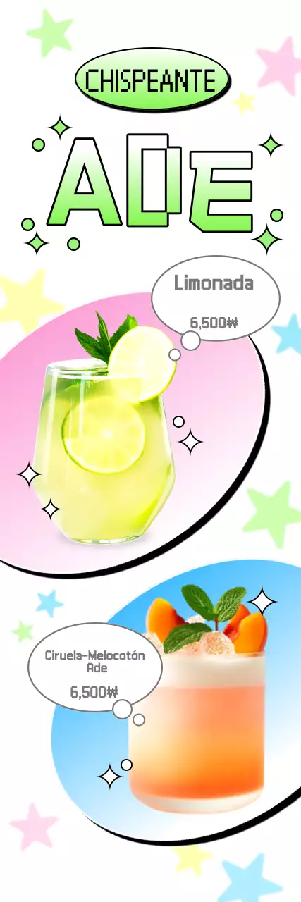 Promoción del menú Green Pop Aid