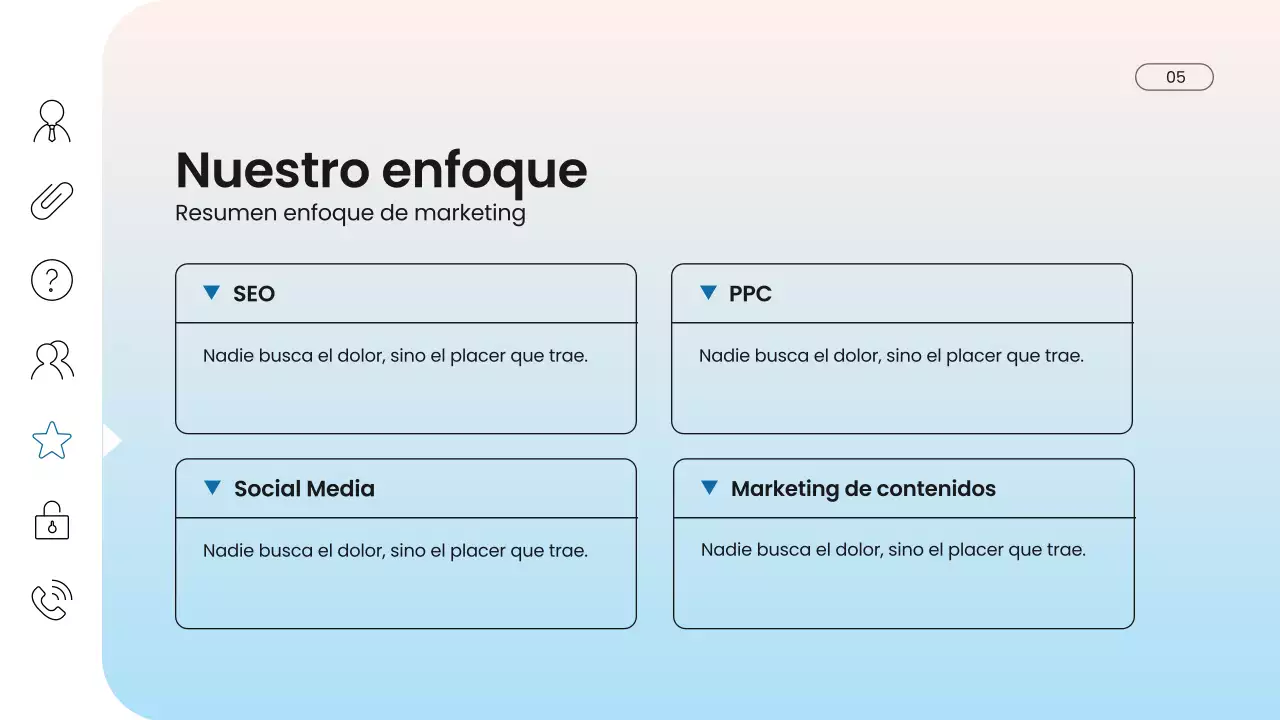 Presentación de marketing digital moderna en azul