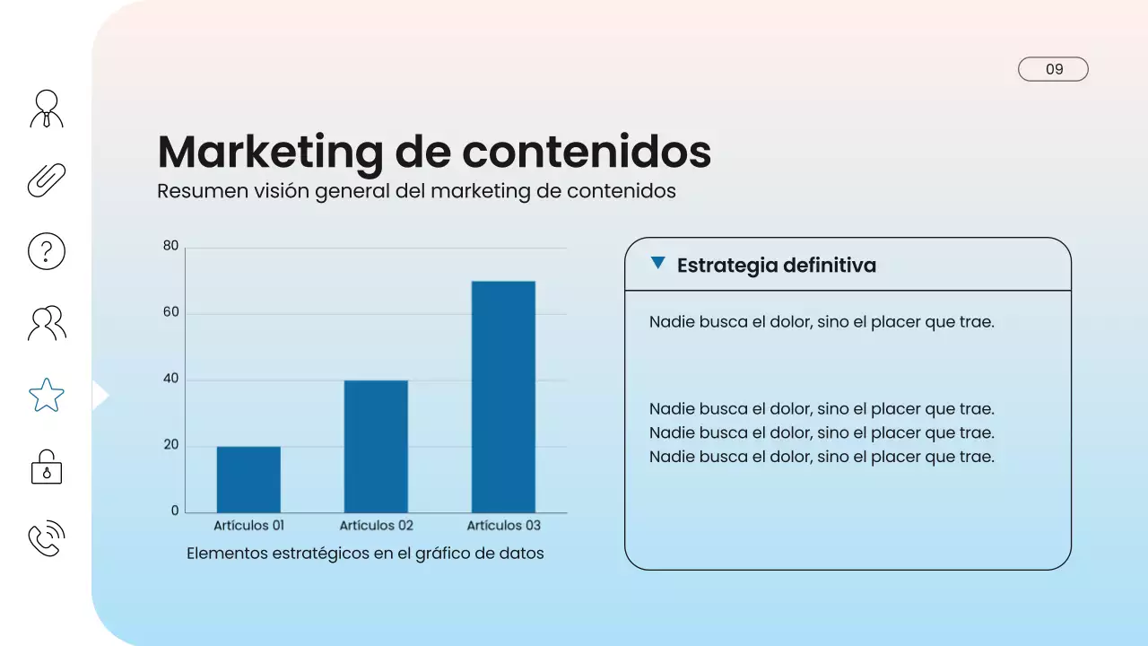 Presentación de marketing digital moderna en azul