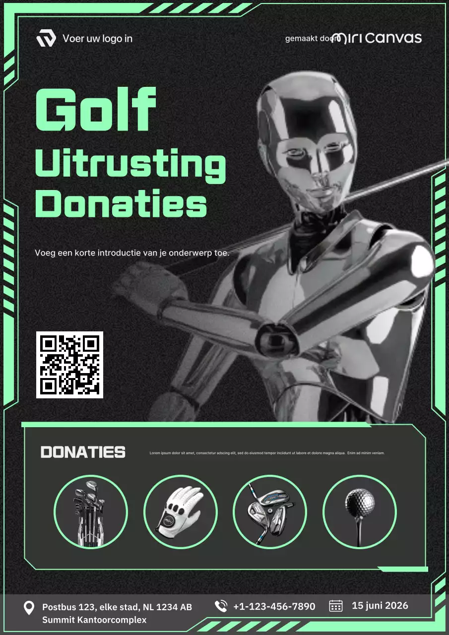 Neon futuristische Cyber Punk golfuitrusting donatie promotieposter