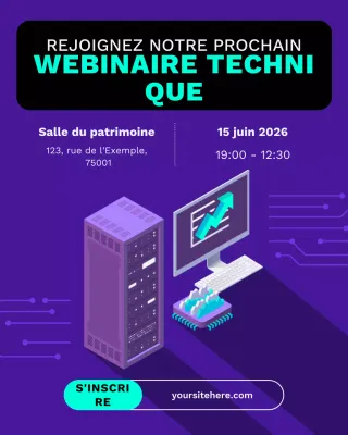 invitation à un événement technologique moderne violet