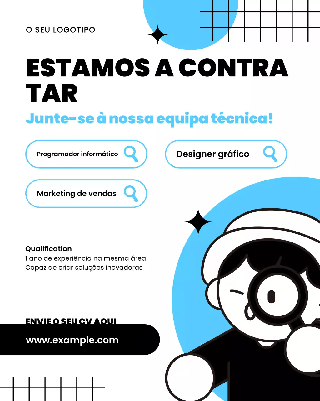 Estamos contratando modelo de mídia social